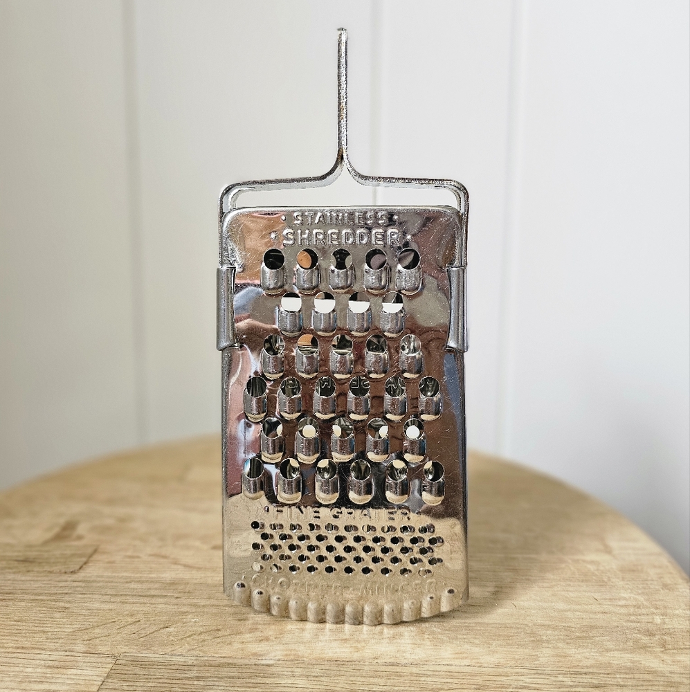 Vintage Stainless Steel Grater Vegetable Slicer Chopper Mincer Shredder Tool